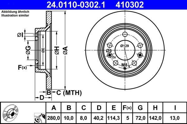 ATE 24.0110-0302.1 - Disc frana www.parts5.com