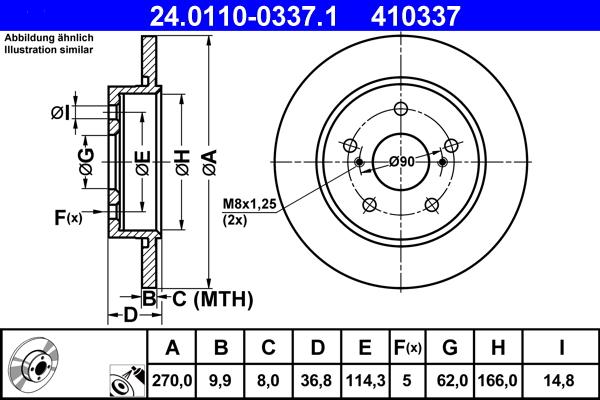 ATE 24.0110-0337.1 - Tarcza hamulcowa www.parts5.com