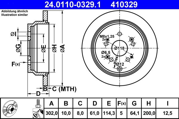 ATE 24.0110-0329.1 - Disque de frein www.parts5.com