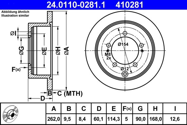 ATE 24.0110-0281.1 - Disque de frein www.parts5.com