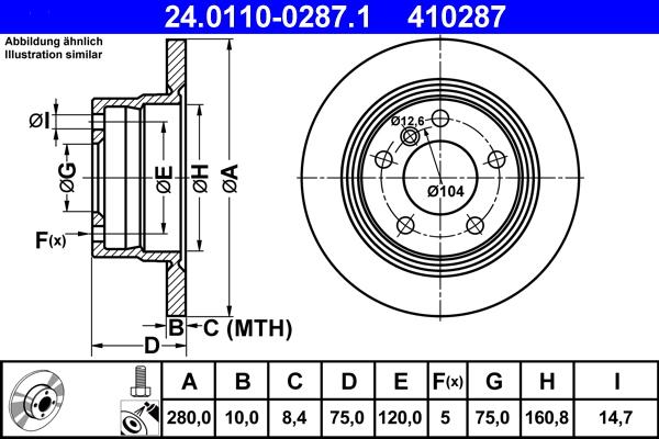 ATE 24.0110-0287.1 - Disc frana www.parts5.com