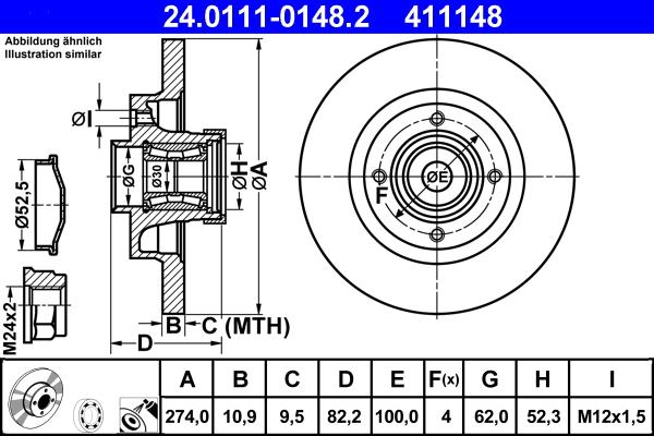 ATE 24.0111-0148.2 - Тормозной диск www.parts5.com