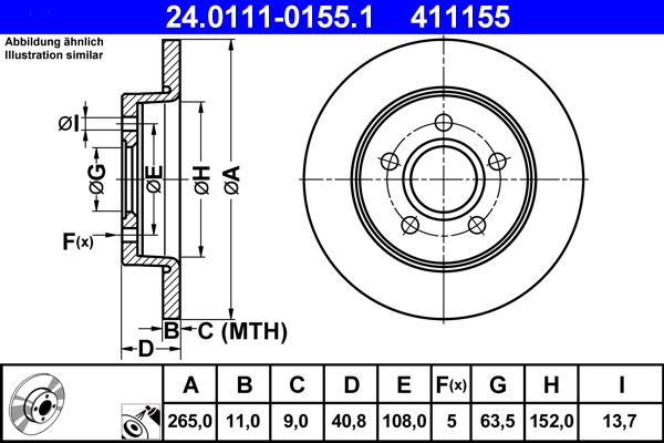 ATE 24.0111-0155.1 - Féktárcsa www.parts5.com