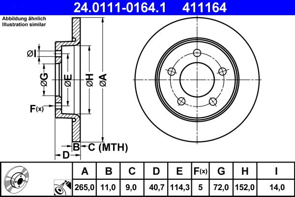 ATE 24.0111-0164.1 - Féktárcsa www.parts5.com