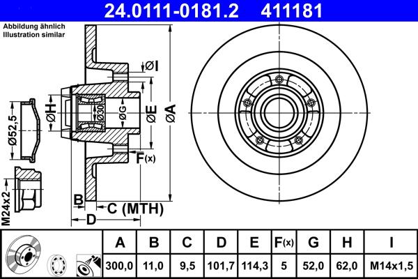 ATE 24.0111-0181.2 - Kočioni disk www.parts5.com