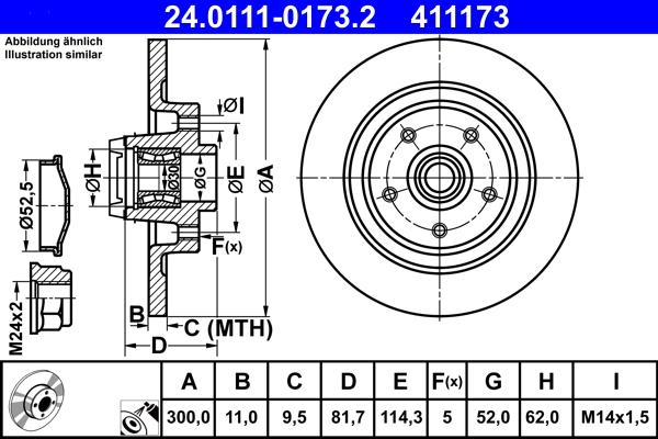 ATE 24.0111-0173.2 - Bremsscheibe www.parts5.com