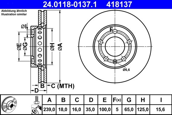 ATE 24.0118-0137.1 - Δισκόπλακα www.parts5.com