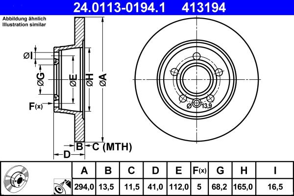 ATE 24.0113-0194.1 - Disc frana www.parts5.com