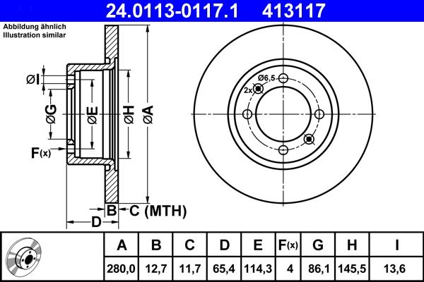 ATE 24.0113-0117.1 - Brake Disc www.parts5.com