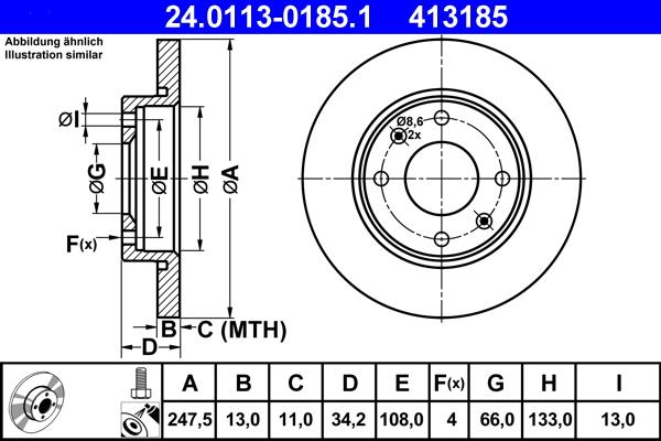 ATE 24.0113-0185.1 - Bremsscheibe www.parts5.com