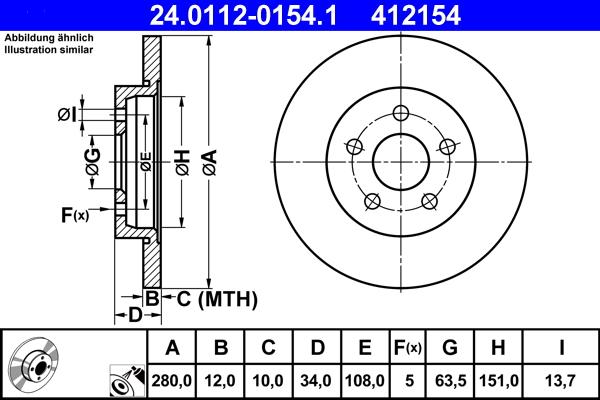 ATE 24.0112-0154.1 - Brake Disc www.parts5.com