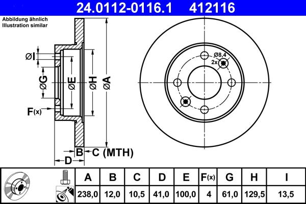 ATE 24.0112-0116.1 - Tarcza hamulcowa www.parts5.com