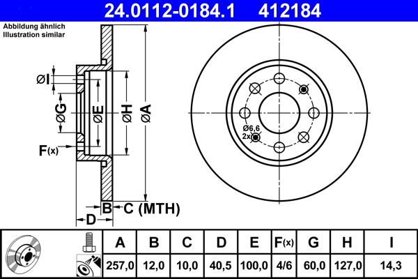 ATE 24.0112-0184.1 - Disco de freno www.parts5.com