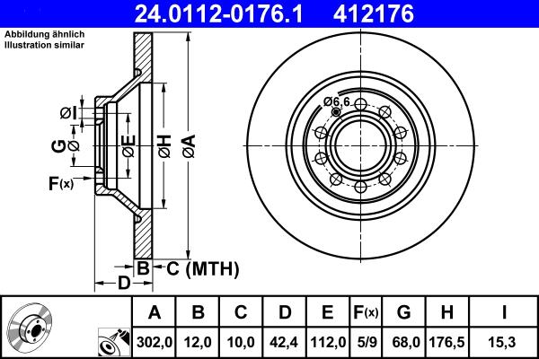 ATE 24.0112-0176.1 - Disc frana www.parts5.com