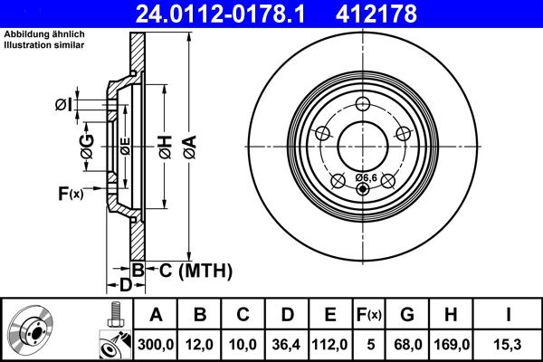 ATE 24.0112-0178.1 - Disco de freno www.parts5.com