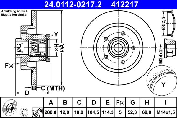 ATE 24.0112-0217.2 - Bremsscheibe www.parts5.com