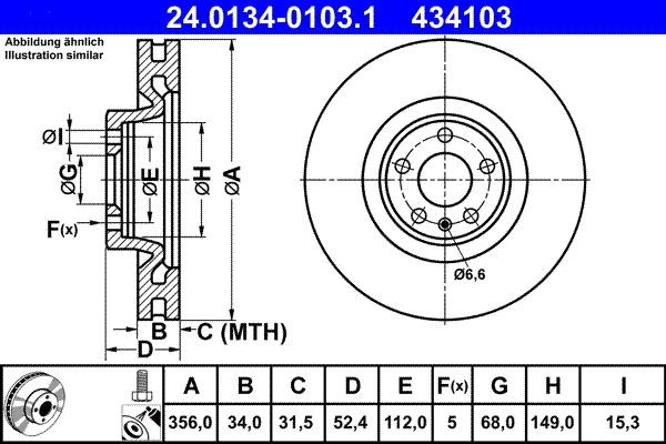 ATE 24.0134-0103.1 - Brzdový kotouč www.parts5.com