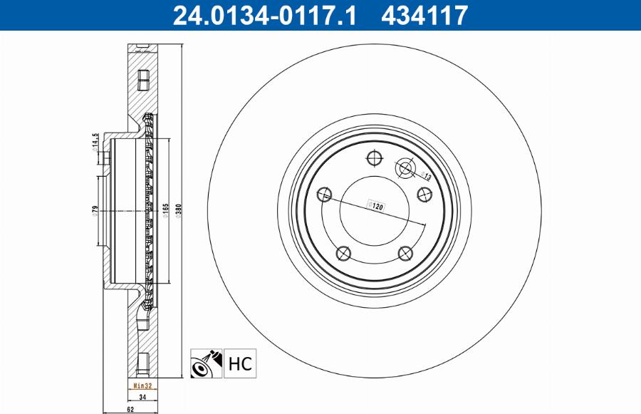 ATE 24.0134-0117.1 - Brake Disc www.parts5.com