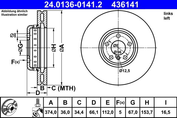 ATE 24.0136-0141.2 - Brake Disc www.parts5.com