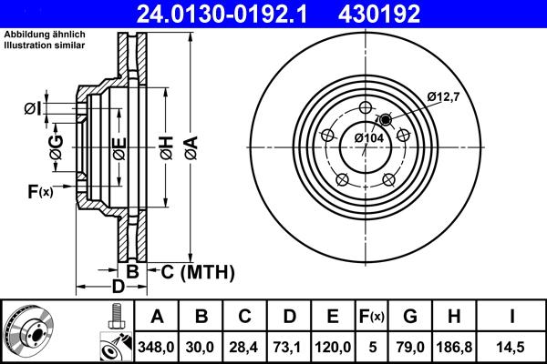 ATE 24.0130-0192.1 - Brake Disc www.parts5.com