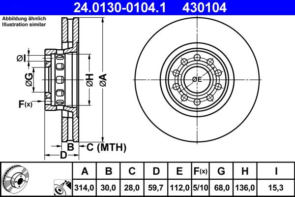 ATE 24.0130-0104.1 - Brake Disc www.parts5.com