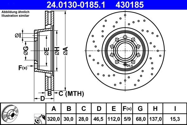 ATE 24.0130-0185.1 - Brake Disc www.parts5.com