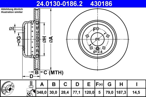 ATE 24.0130-0186.2 - Brake Disc www.parts5.com