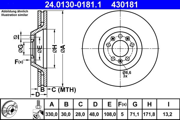 ATE 24.0130-0181.1 - Disc frana www.parts5.com