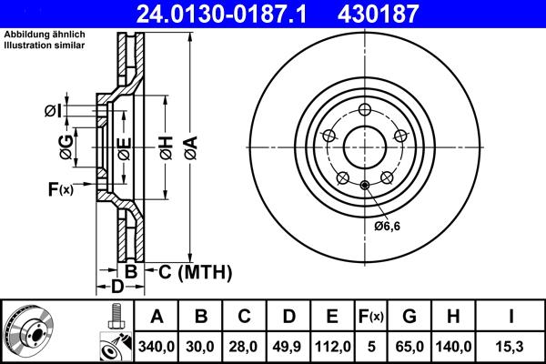 ATE 24.0130-0187.1 - Disc frana www.parts5.com