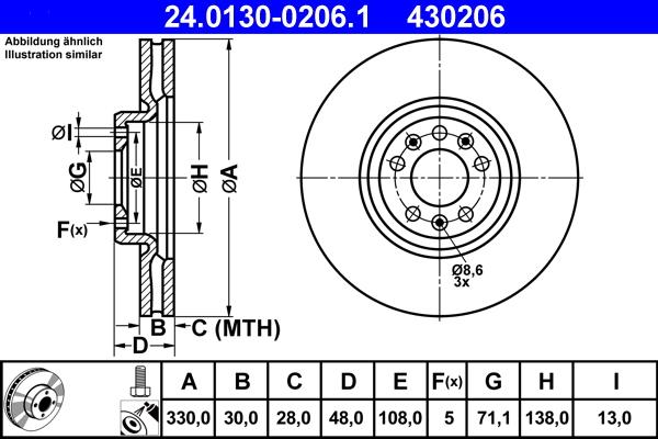 ATE 24.0130-0206.1 - Brake Disc www.parts5.com