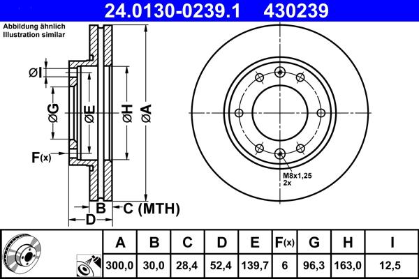 ATE 24.0130-0239.1 - Δισκόπλακα www.parts5.com