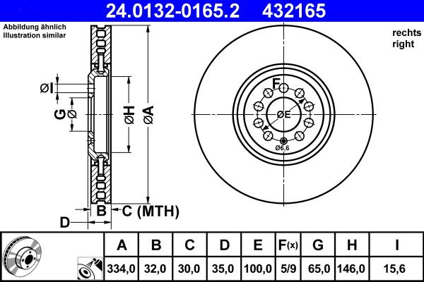 ATE 24.0132-0165.2 - Disc frana www.parts5.com