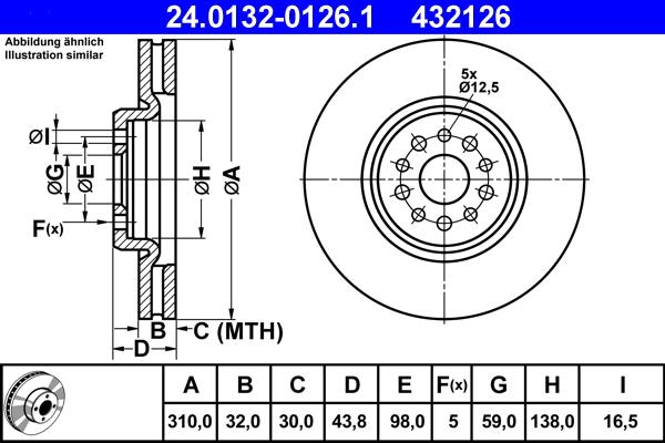 ATE 24.0132-0126.1 - Disc frana www.parts5.com