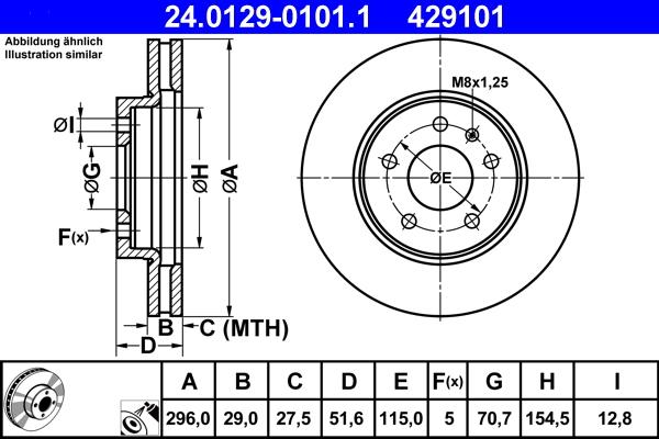 ATE 24.0129-0101.1 - Disco de freno www.parts5.com