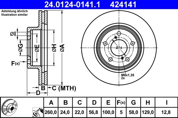 ATE 24.0124-0141.1 - Disc frana www.parts5.com