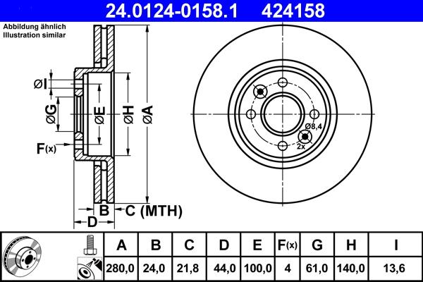 ATE 24.0124-0158.1 - Тормозной диск www.parts5.com