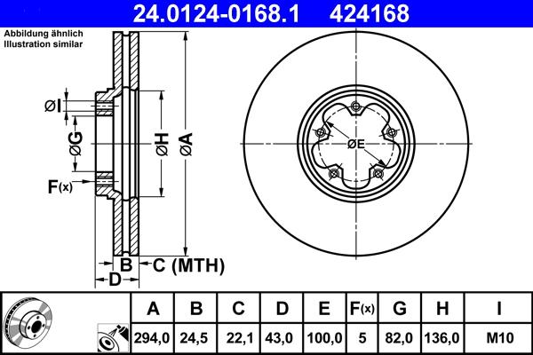 ATE 24.0124-0168.1 - Brake Disc www.parts5.com