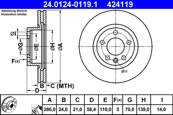 ATE 24.0124-0119.1 - Disque de frein www.parts5.com