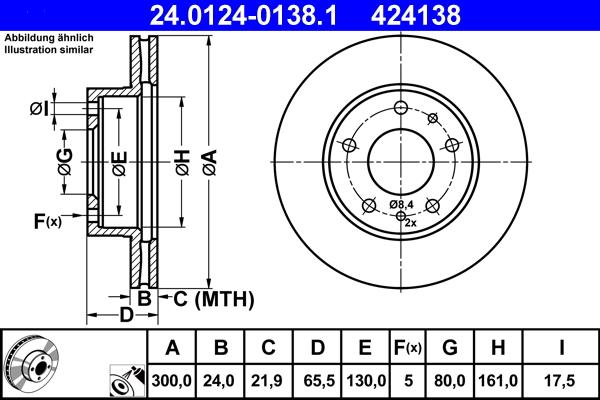 ATE 24.0124-0138.1 - Brake Disc www.parts5.com