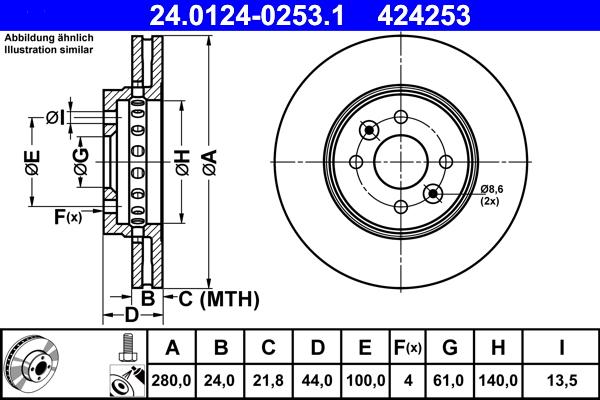 ATE 24.0124-0253.1 - Kočni disk www.parts5.com