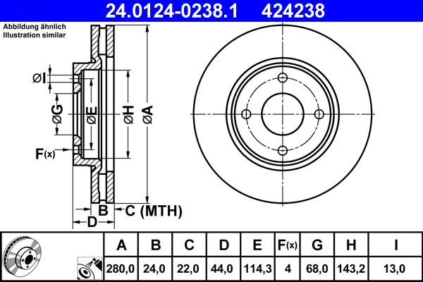 ATE 24.0124-0238.1 - Disc frana www.parts5.com