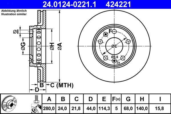 ATE 24.0124-0221.1 - Brake Disc www.parts5.com