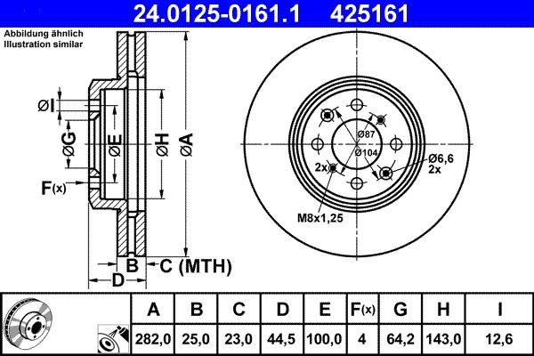 ATE 24.0125-0161.1 - Tarcza hamulcowa www.parts5.com