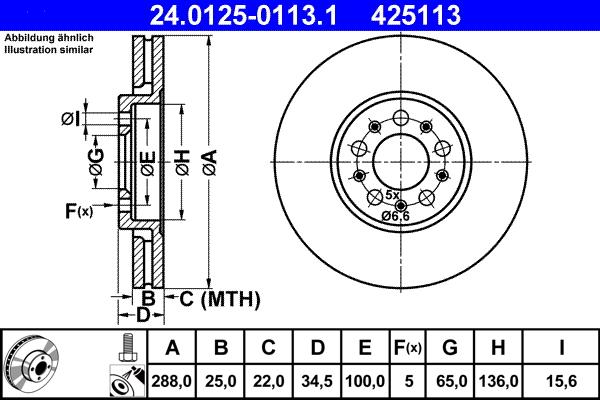 ATE 24.0125-0113.1 - Brake Disc www.parts5.com