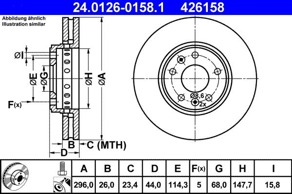 ATE 24.0126-0158.1 - Kočioni disk www.parts5.com