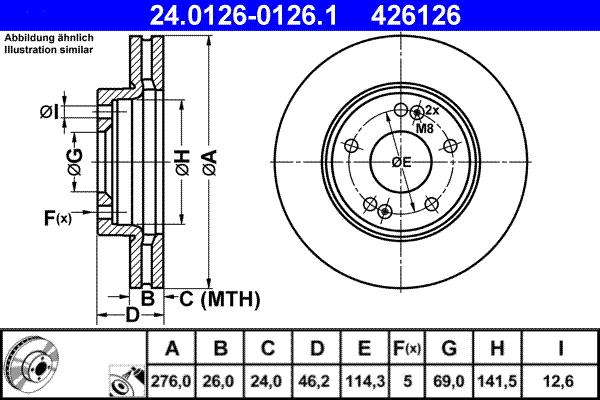 ATE 24.0126-0126.1 - Disc frana www.parts5.com