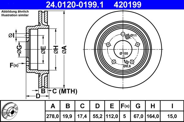 ATE 24.0120-0199.1 - Tarcza hamulcowa www.parts5.com