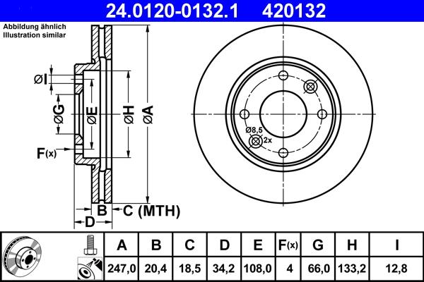 ATE 24.0120-0132.1 - Kočioni disk www.parts5.com