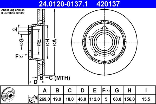 ATE 24.0120-0137.1 - Brake Disc www.parts5.com