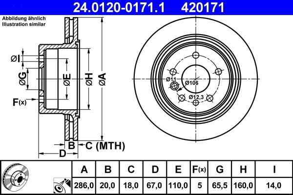 ATE 24.0120-0171.1 - Спирачен диск www.parts5.com